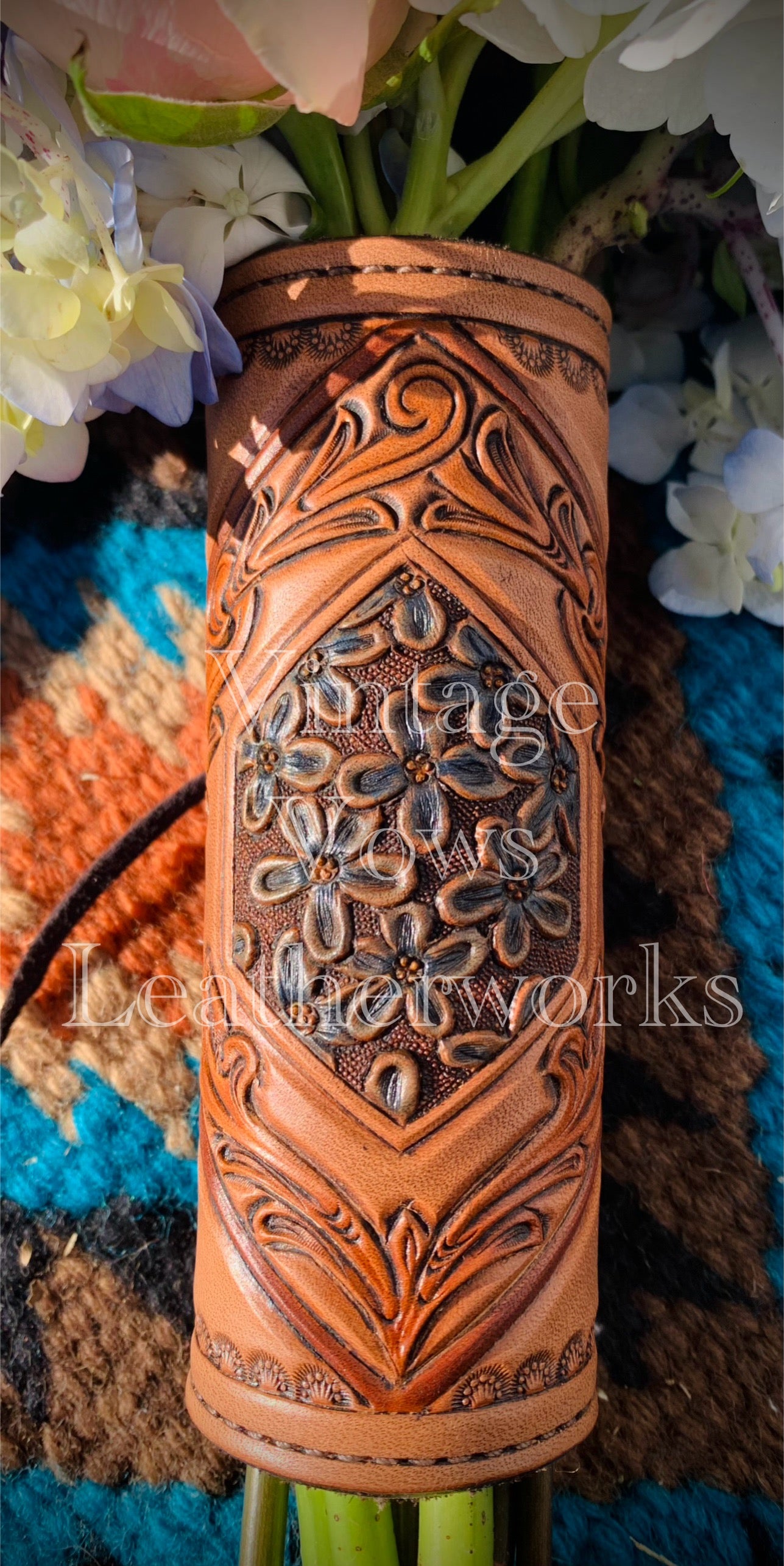 Light Brown Diamond and Floral Centered Bouquet Wrap