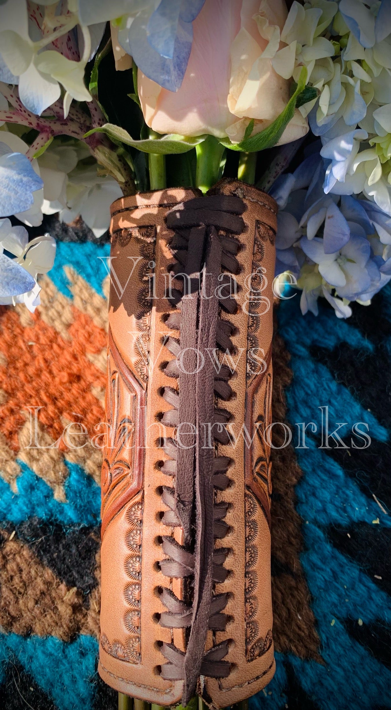 Light Brown Diamond and Floral Centered Bouquet Wrap