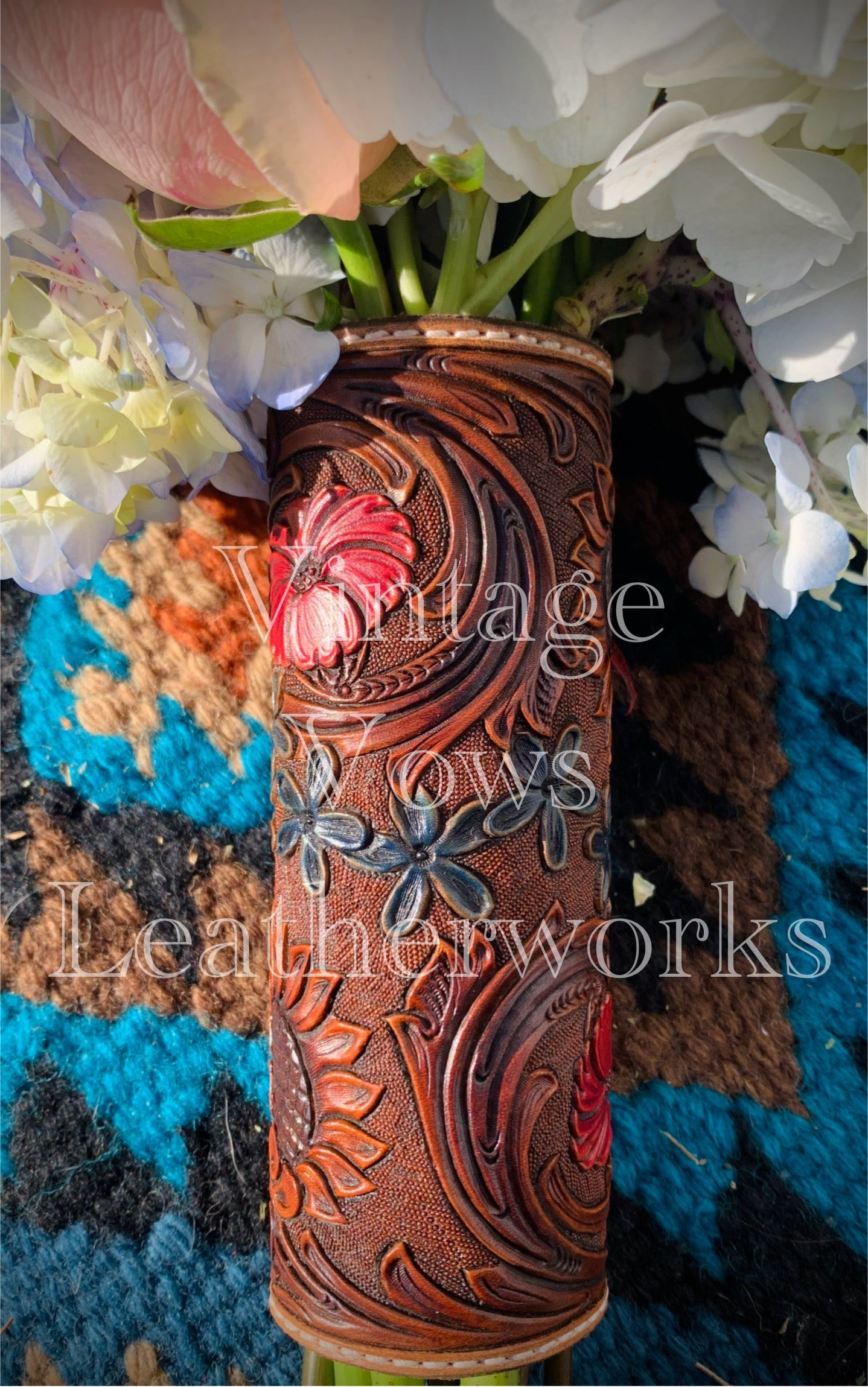Dark Brown and Multi-Floral Bouquet Wrap