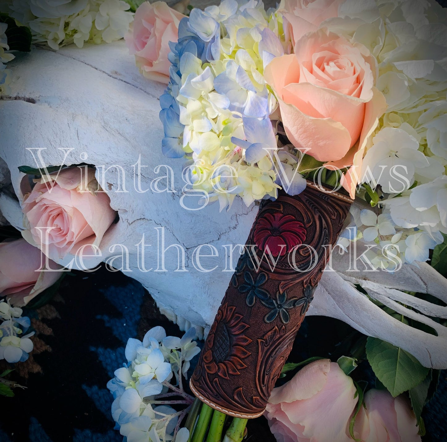 Dark Brown and Multi-Floral Bouquet Wrap