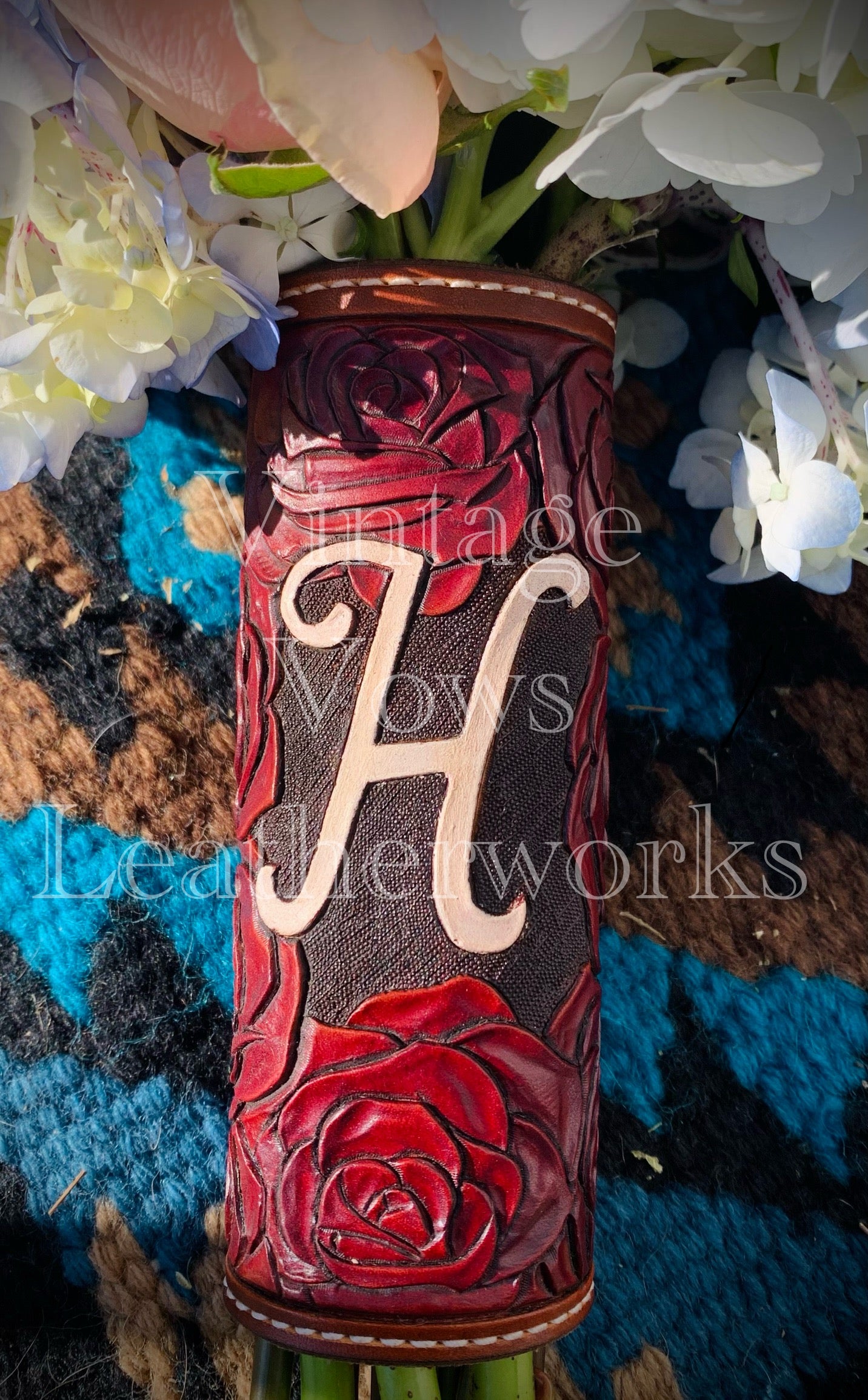 Rose Cluster with Centered H Bouquet Wrap