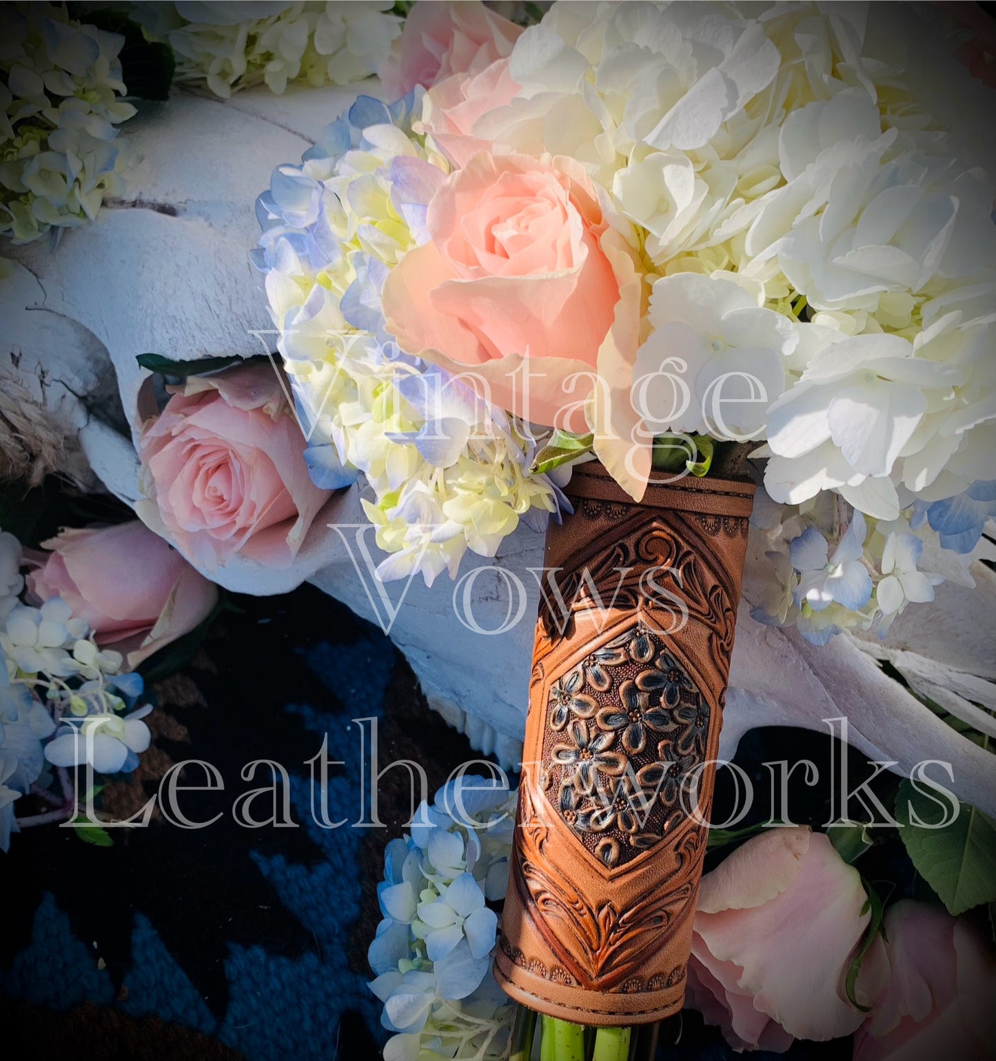 Light Brown Diamond and Floral Centered Bouquet Wrap