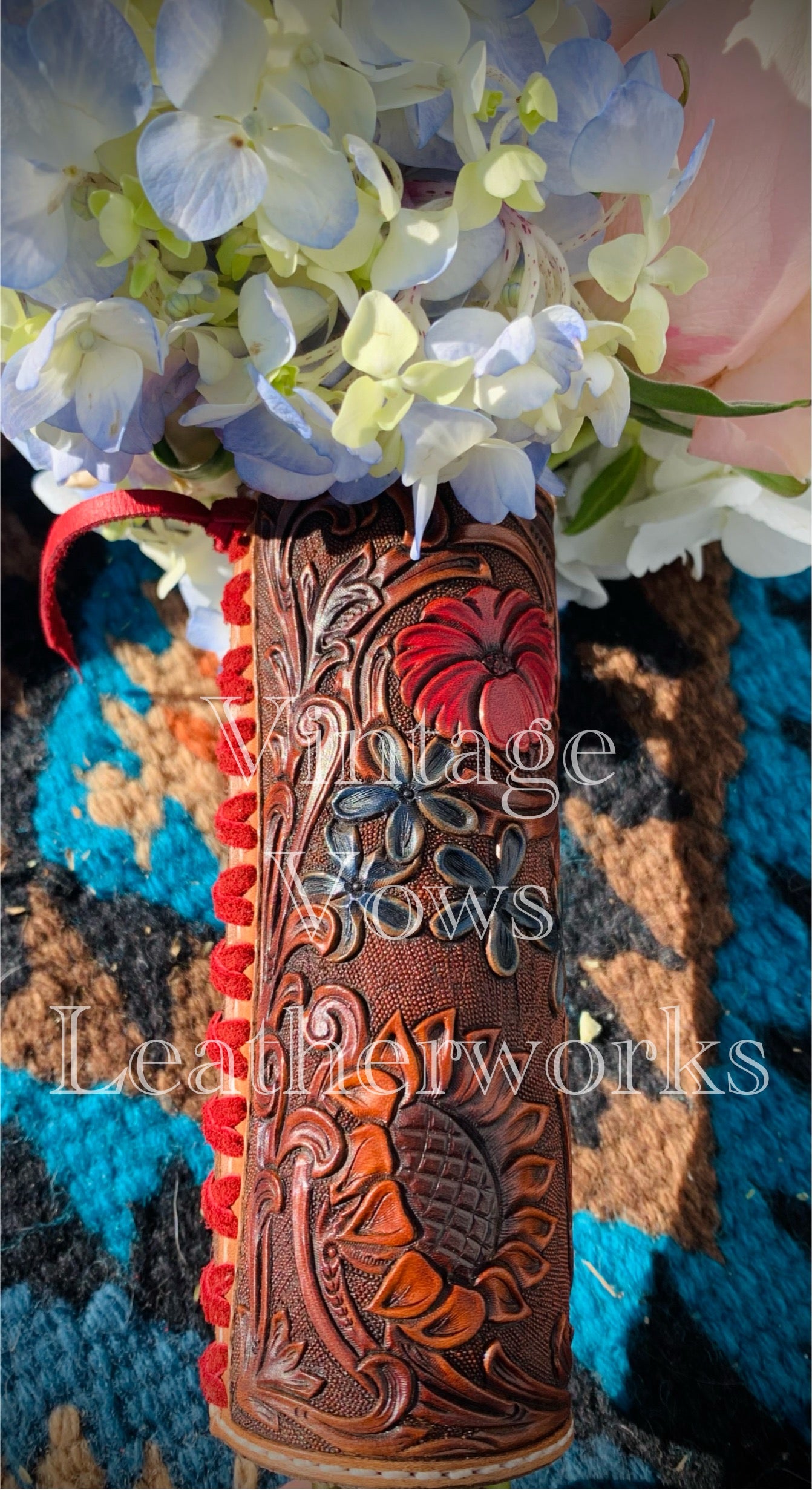 Dark Brown and Multi-Floral Bouquet Wrap