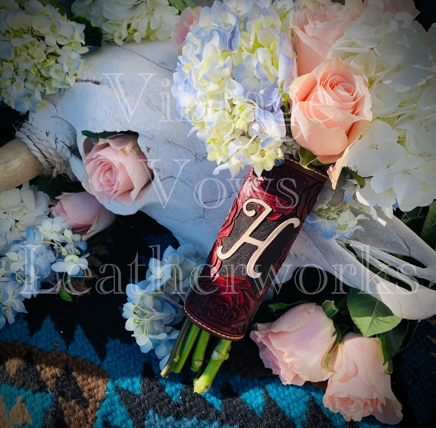 Rose Cluster with Centered H Bouquet Wrap